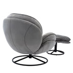 Fauteuil d'appoint gris avec repose-pieds, fauteuil TV, fauteuil de salon