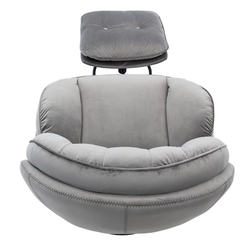 Fauteuil d'appoint gris avec repose-pieds, fauteuil TV, fauteuil de salon