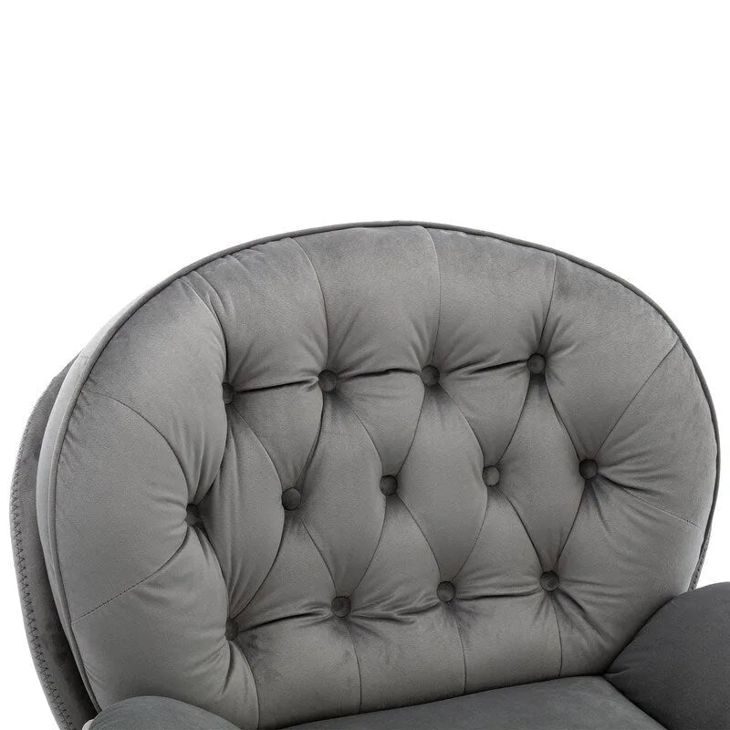 Fauteuil d'appoint gris avec repose-pieds, fauteuil TV, fauteuil de salon