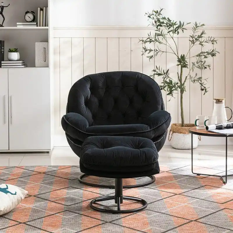 Fauteuil d'appoint gris avec repose-pieds, fauteuil TV, fauteuil de salon