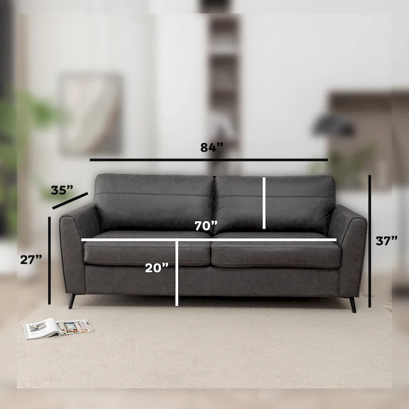 Canapé-lit moderne Luna en similicuir avec matelas à mémoire de forme