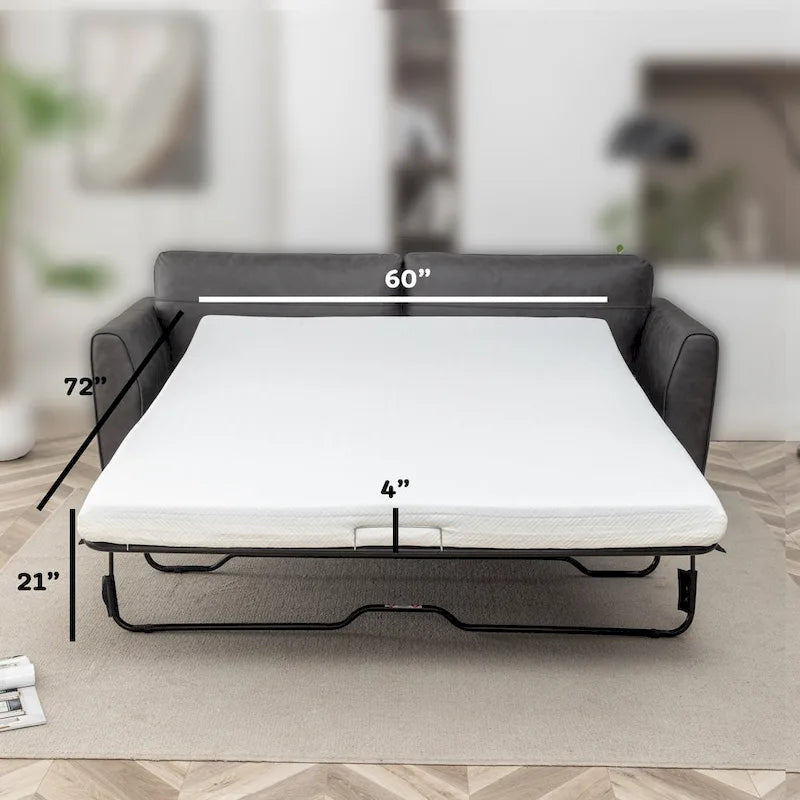 Canapé-lit moderne Luna en similicuir avec matelas à mémoire de forme