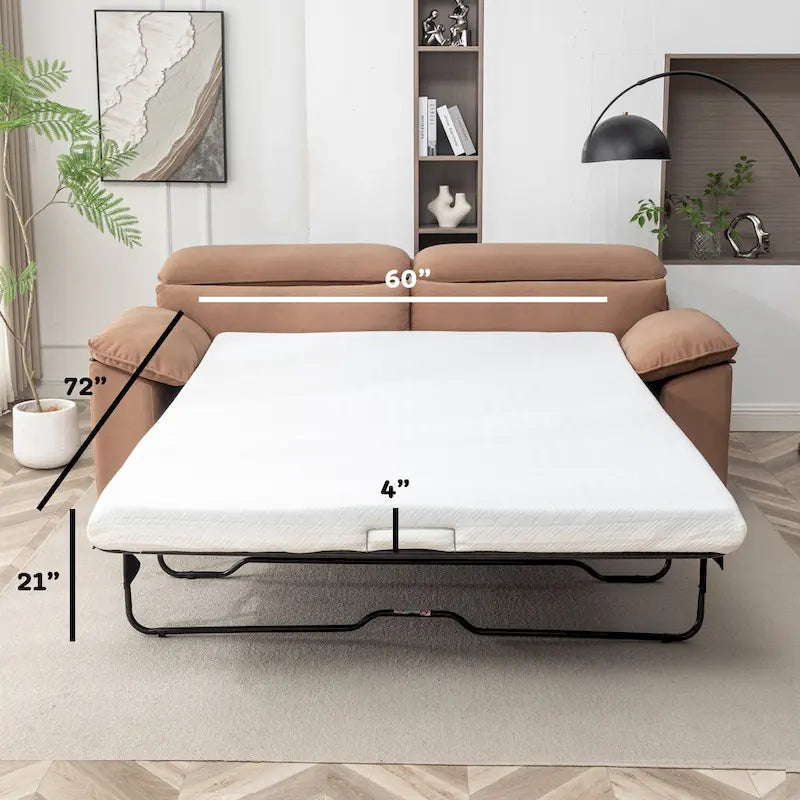 Canapé-lit moderne Luna en similicuir avec matelas à mémoire de forme
