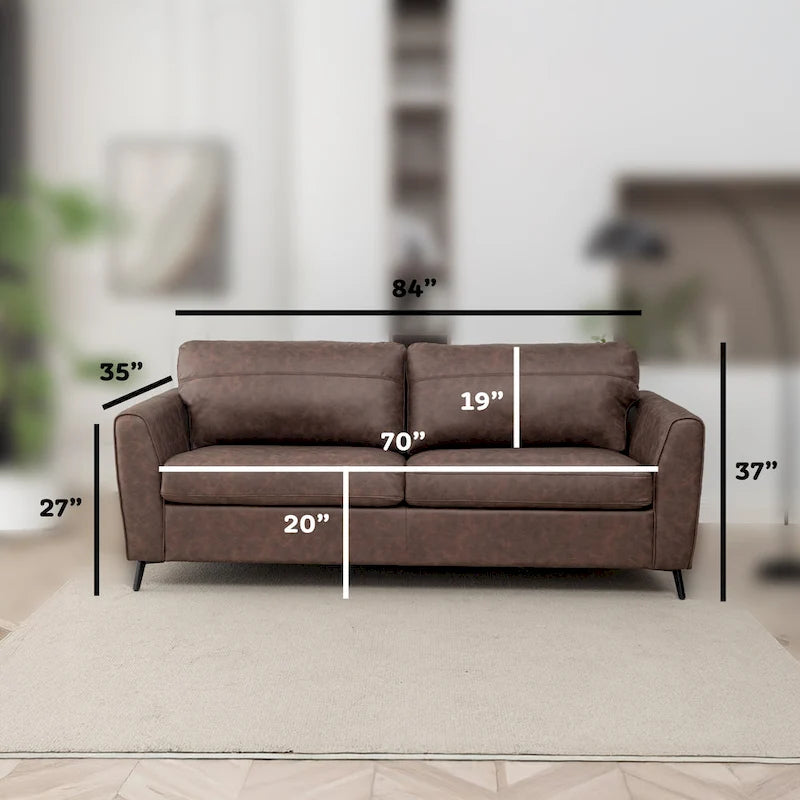 Canapé-lit moderne Luna en similicuir avec matelas à mémoire de forme