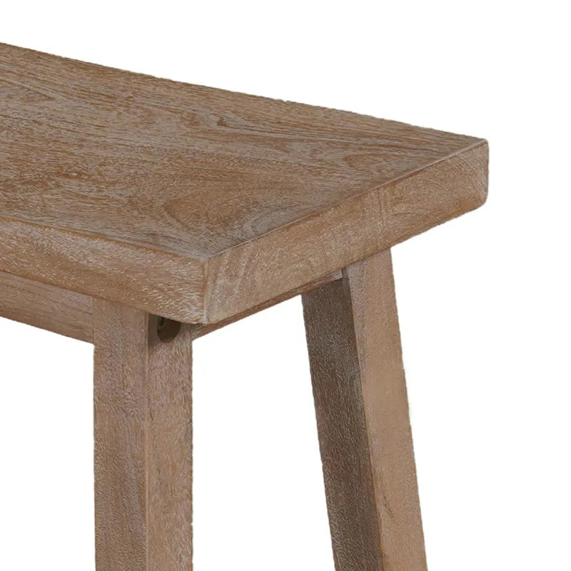 Banc à assise en selle de 84 cm (33 pouces) avec cadre incliné, en bois d'acacia brun antique sablé