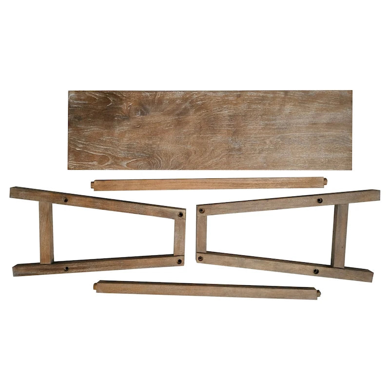 Banc à assise en selle de 84 cm (33 pouces) avec cadre incliné, en bois d'acacia brun antique sablé