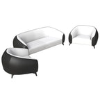 Ensemble de canapés 3 pièces revêtu de cuir PU avec structure en bois massif et pieds en acier, série Opula de LeisureMod