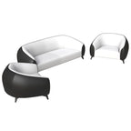 Ensemble de canapés 3 pièces revêtu de cuir PU avec structure en bois massif et pieds en acier, série Opula de LeisureMod