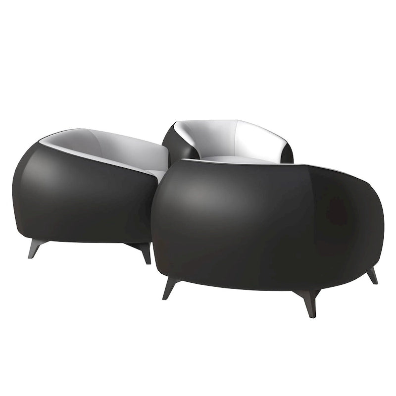 Ensemble de canapés 3 pièces revêtu de cuir PU avec structure en bois massif et pieds en acier, série Opula de LeisureMod