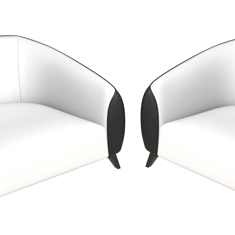 Ensemble de canapés 3 pièces revêtu de cuir PU avec structure en bois massif et pieds en acier, série Opula de LeisureMod