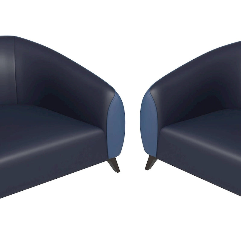 Ensemble de canapés 3 pièces revêtu de cuir PU avec structure en bois massif et pieds en acier, série Opula de LeisureMod