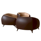 Ensemble de canapés 3 pièces revêtu de cuir PU avec structure en bois massif et pieds en acier, série Opula de LeisureMod