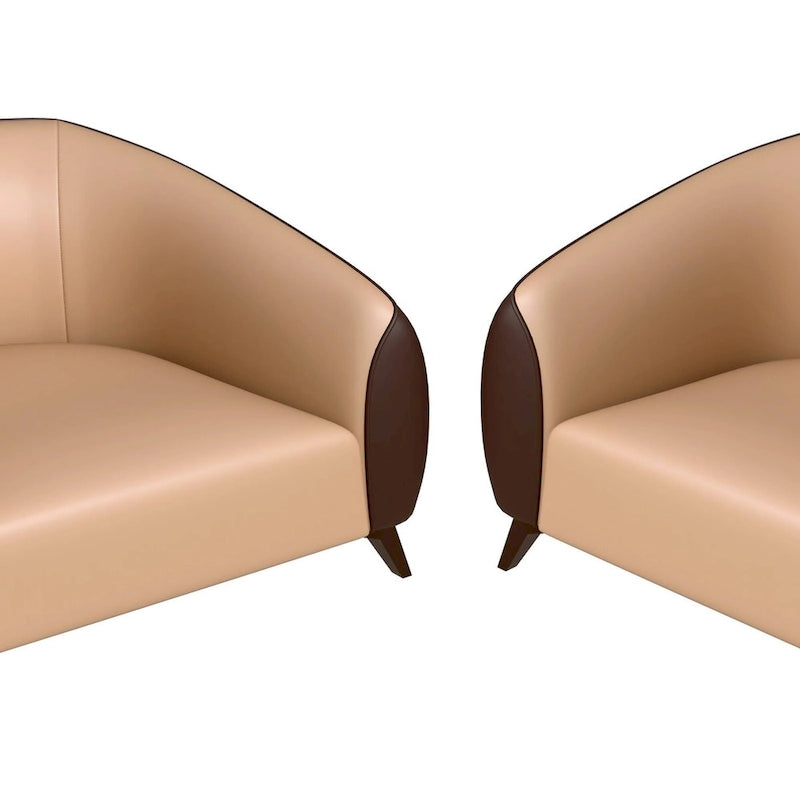 Ensemble de canapés 3 pièces revêtu de cuir PU avec structure en bois massif et pieds en acier, série Opula de LeisureMod