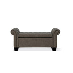 Banc de rangement de 137 cm (54 pouces), lin polyester, accoudoirs arrondis, capitonné, gris lisse