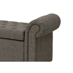 Banc de rangement de 137 cm (54 pouces), lin polyester, accoudoirs arrondis, capitonné, gris lisse