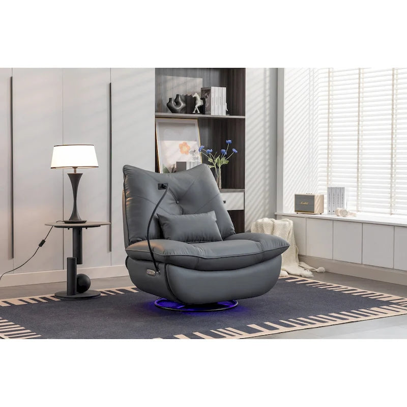 Fauteuil inclinable pivotant à bascule 270°, fauteuil à bascule électrique, port de chargement USB pour chambre d'enfant avec lampe d'ambiance