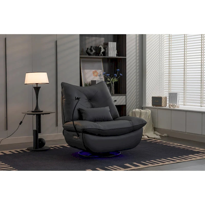 Fauteuil inclinable pivotant à bascule 270°, fauteuil à bascule électrique, port de chargement USB pour chambre d'enfant avec lampe d'ambiance