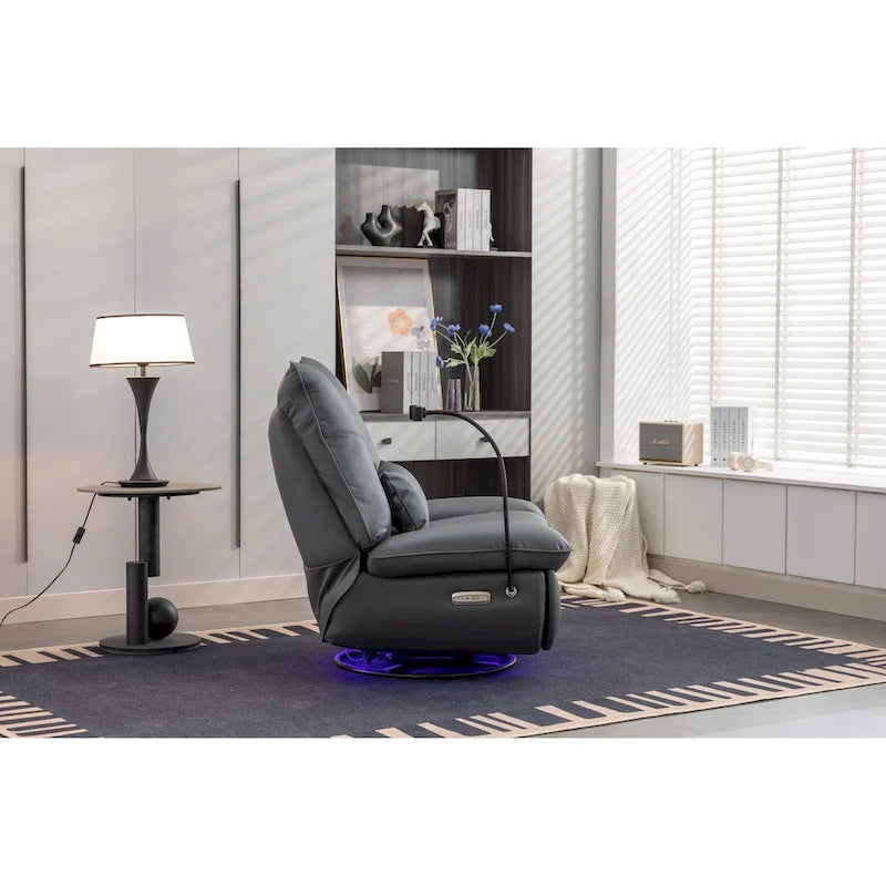 Fauteuil inclinable pivotant à bascule 270°, fauteuil à bascule électrique, port de chargement USB pour chambre d'enfant avec lampe d'ambiance
