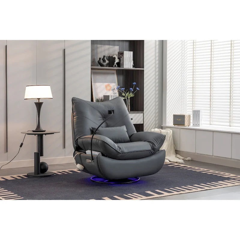 Fauteuil inclinable pivotant à bascule 270°, fauteuil à bascule électrique, port de chargement USB pour chambre d'enfant avec lampe d'ambiance
