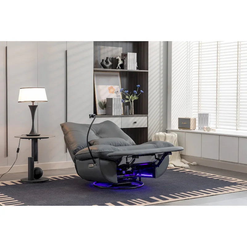 Fauteuil inclinable pivotant à bascule 270°, fauteuil à bascule électrique, port de chargement USB pour chambre d'enfant avec lampe d'ambiance
