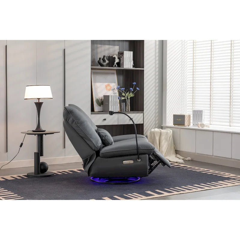 Fauteuil inclinable pivotant à bascule 270°, fauteuil à bascule électrique, port de chargement USB pour chambre d'enfant avec lampe d'ambiance