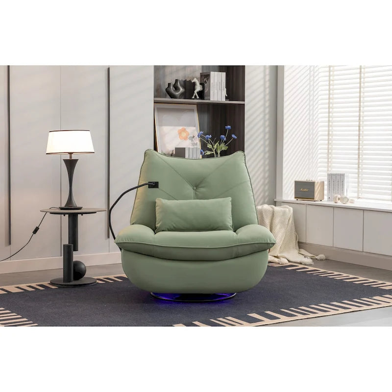 Fauteuil inclinable pivotant à bascule 270°, fauteuil à bascule électrique, port de chargement USB pour chambre d'enfant avec lampe d'ambiance