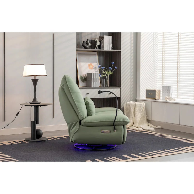 Fauteuil inclinable pivotant à bascule 270°, fauteuil à bascule électrique, port de chargement USB pour chambre d'enfant avec lampe d'ambiance
