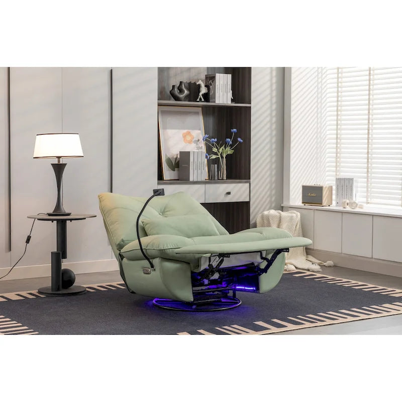 Fauteuil inclinable pivotant à bascule 270°, fauteuil à bascule électrique, port de chargement USB pour chambre d'enfant avec lampe d'ambiance