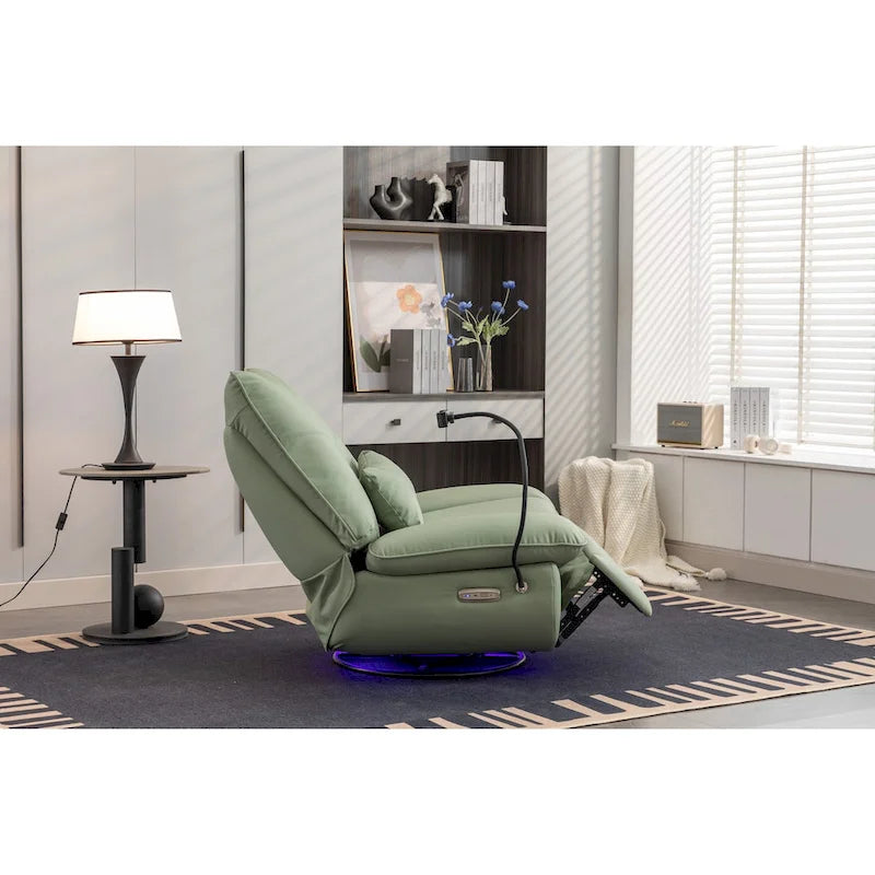 Fauteuil inclinable pivotant à bascule 270°, fauteuil à bascule électrique, port de chargement USB pour chambre d'enfant avec lampe d'ambiance