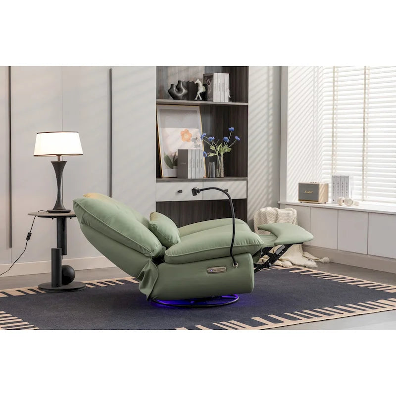 Fauteuil inclinable pivotant à bascule 270°, fauteuil à bascule électrique, port de chargement USB pour chambre d'enfant avec lampe d'ambiance