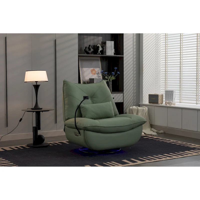 Fauteuil inclinable pivotant à bascule 270°, fauteuil à bascule électrique, port de chargement USB pour chambre d'enfant avec lampe d'ambiance