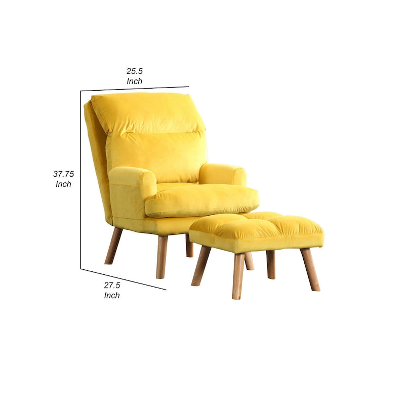 Ensemble fauteuil d'appoint et repose-pieds Nina 28 pouces (71 cm), pieds évasés, jaune