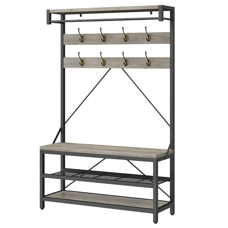 Banc à chaussures moderne avec porte-chaussures et étagères de rangement