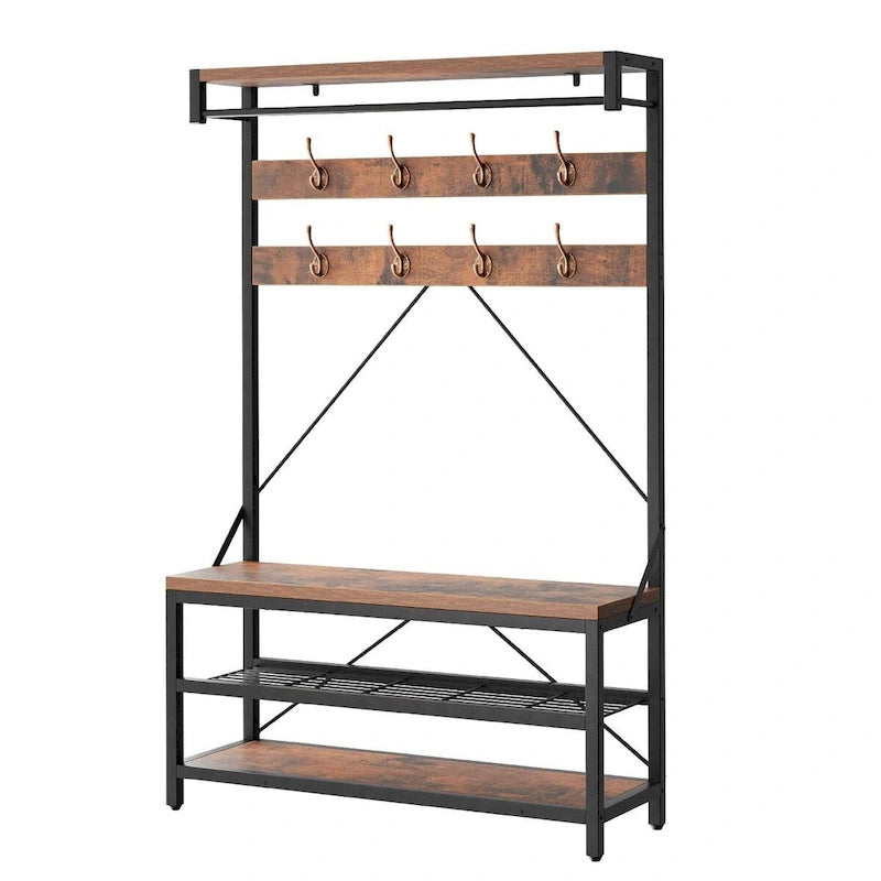 Banc à chaussures moderne avec porte-chaussures et étagères de rangement