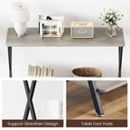 Table d'entrée étroite avec étagère de rangement et structure en métal