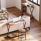 Table d'entrée étroite avec étagère de rangement et structure en métal