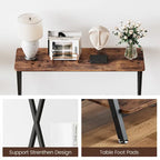 Table d'entrée étroite avec étagère de rangement et structure en métal