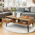 Table basse/meuble TV style Mid-Century Modern avec tiroir - 41,3 cm (P) x 21,7 cm (L) x 17,7 cm (H)
