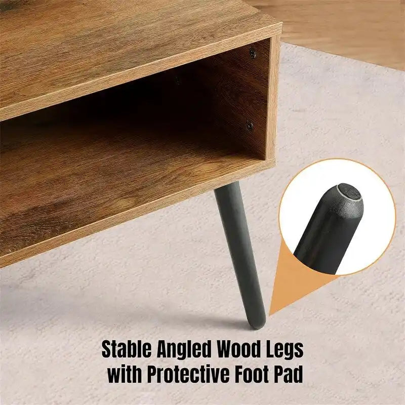 Table basse/meuble TV style Mid-Century Modern avec tiroir - 41,3 cm (P) x 21,7 cm (L) x 17,7 cm (H)