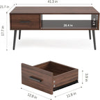 Table basse/meuble TV style Mid-Century Modern avec tiroir - 41,3 cm (P) x 21,7 cm (L) x 17,7 cm (H)