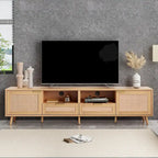 Modern Farmhouse Media Console with Solid Wood Legs
