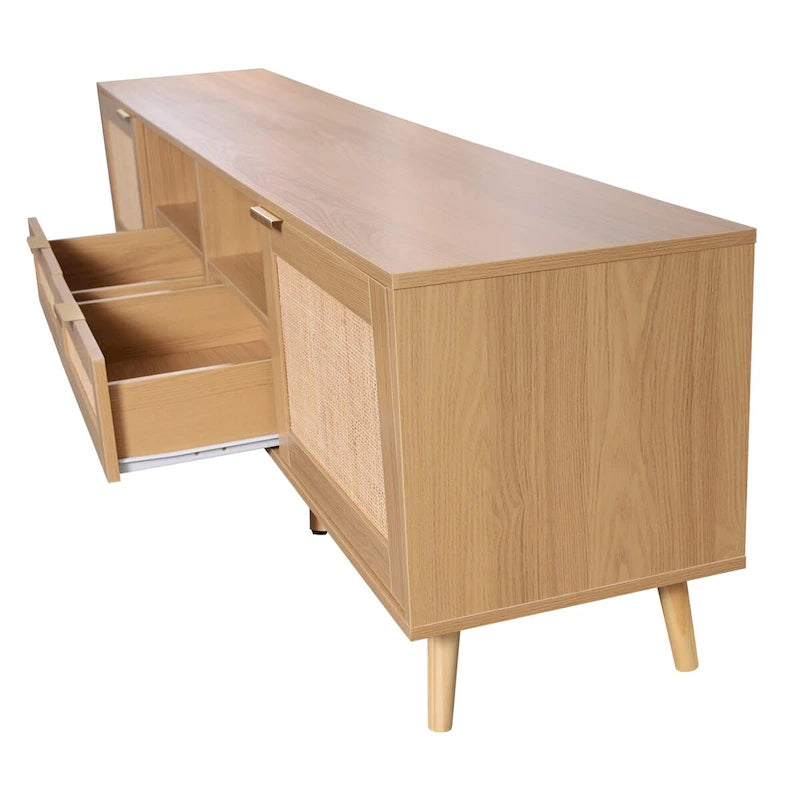 Meuble TV de style ferme moderne avec pieds en bois massif