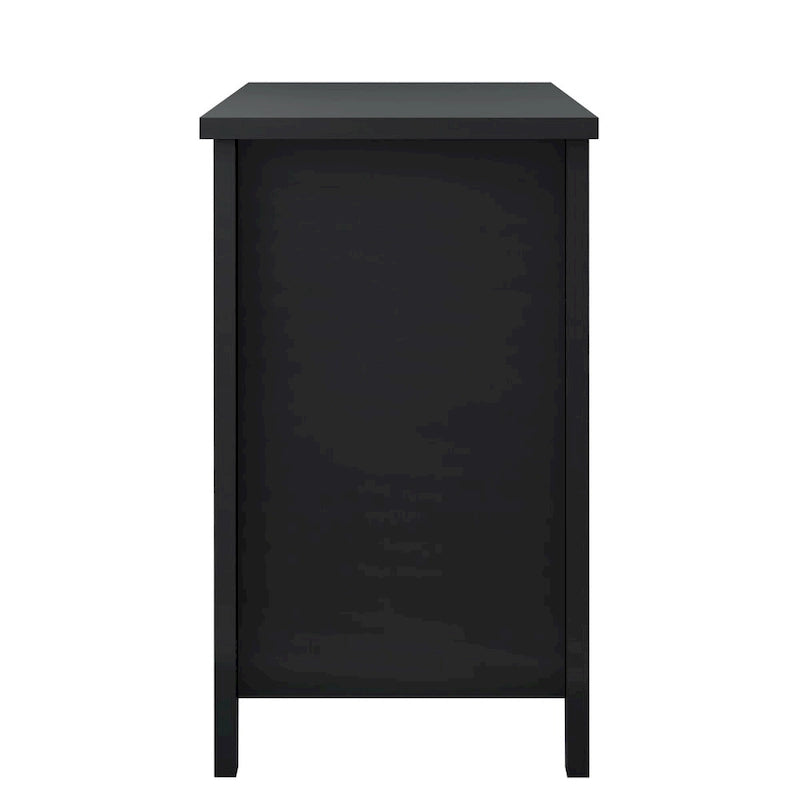 Meuble de rangement d'entrée de style campagnard en bois massif noir avec six tiroirs