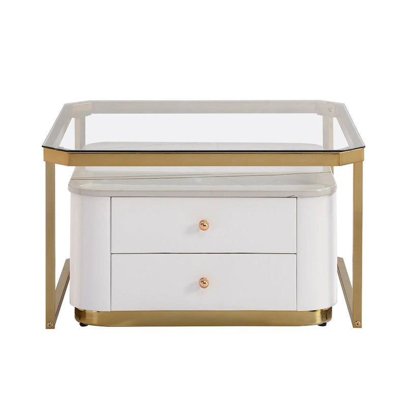 Table basse gigogne carrée moderne avec 2 tiroirs (lot de 2) par Harper&amp;Bright Designs