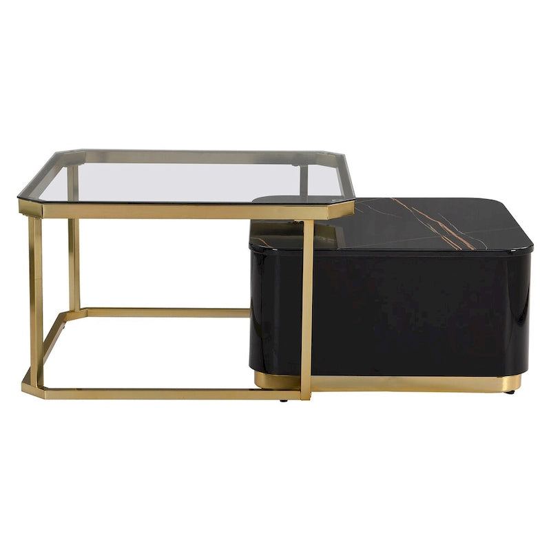 Table basse gigogne carrée moderne avec 2 tiroirs (lot de 2) par Harper&amp;Bright Designs