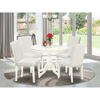 Ensemble de salle à manger 5 pièces East West Furniture - une table ronde et 4 chaises de salle à manger Parson (options de finition et de revêtement).