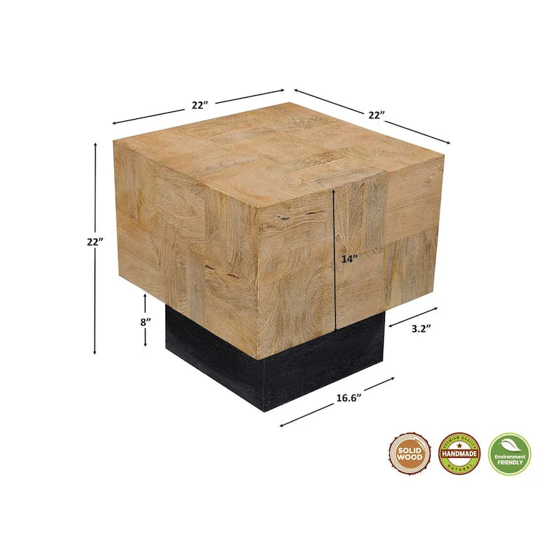 Table d'appoint moderne Caden en bois massif