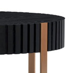 Table basse ronde moderne artisanale en forme de tambour, 80 cm (31,5 pouces), idéale pour le salon. Petite table basse avec piétement robuste.