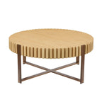 Table basse ronde moderne artisanale en forme de tambour, 80 cm (31,5 pouces), idéale pour le salon. Petite table basse avec piétement robuste.