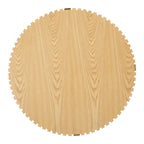 Table basse ronde moderne artisanale en forme de tambour, 80 cm (31,5 pouces), idéale pour le salon. Petite table basse avec piétement robuste.